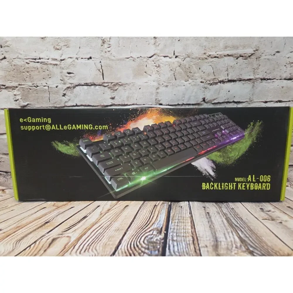 E-Gaming Backlit Keyboard Black Multimedia Keys Rainbow LED Effect 104 Keys